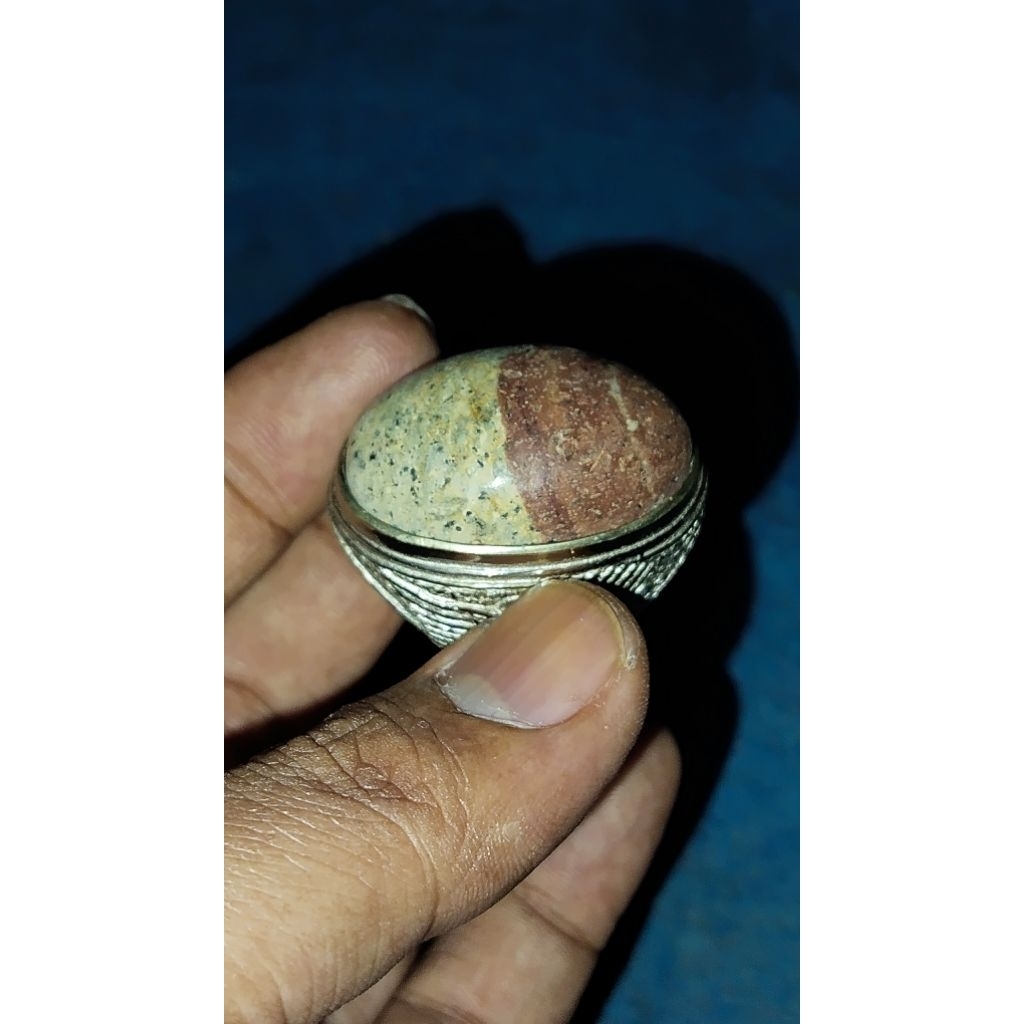 cincin permata batu badar besi merah putih muria