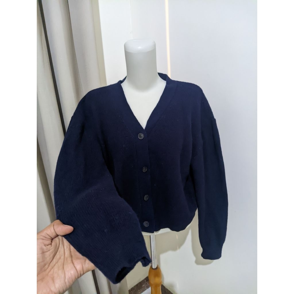 

preloved cardigan lengan balon navy (sudah +admin)