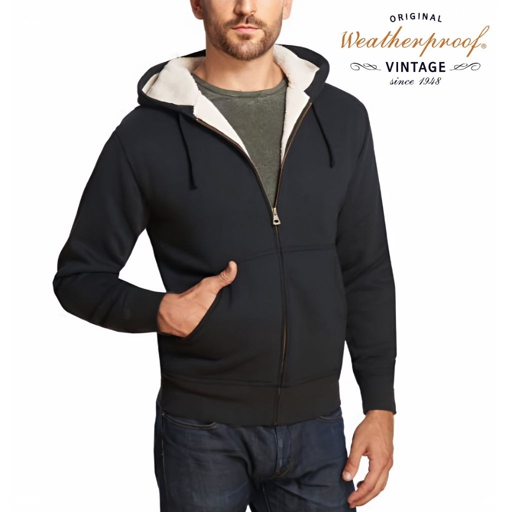 [RARE ITEM] Sweater Hoodie WEATHERPROOF Vintage 1948 Men's Sherpa Lined Fleece Polar Full Zipper Pri