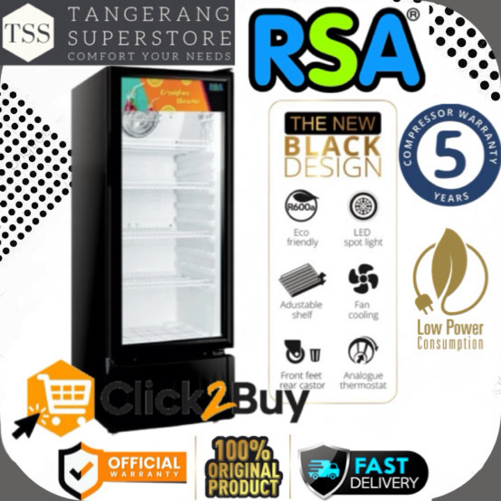 SHOWCASE RSA AGATE240 AGATE 240 AGATE-240 SUPER COOLING SUPER LOW WATT LEMARI PENDINGIN RSA CHILLER 