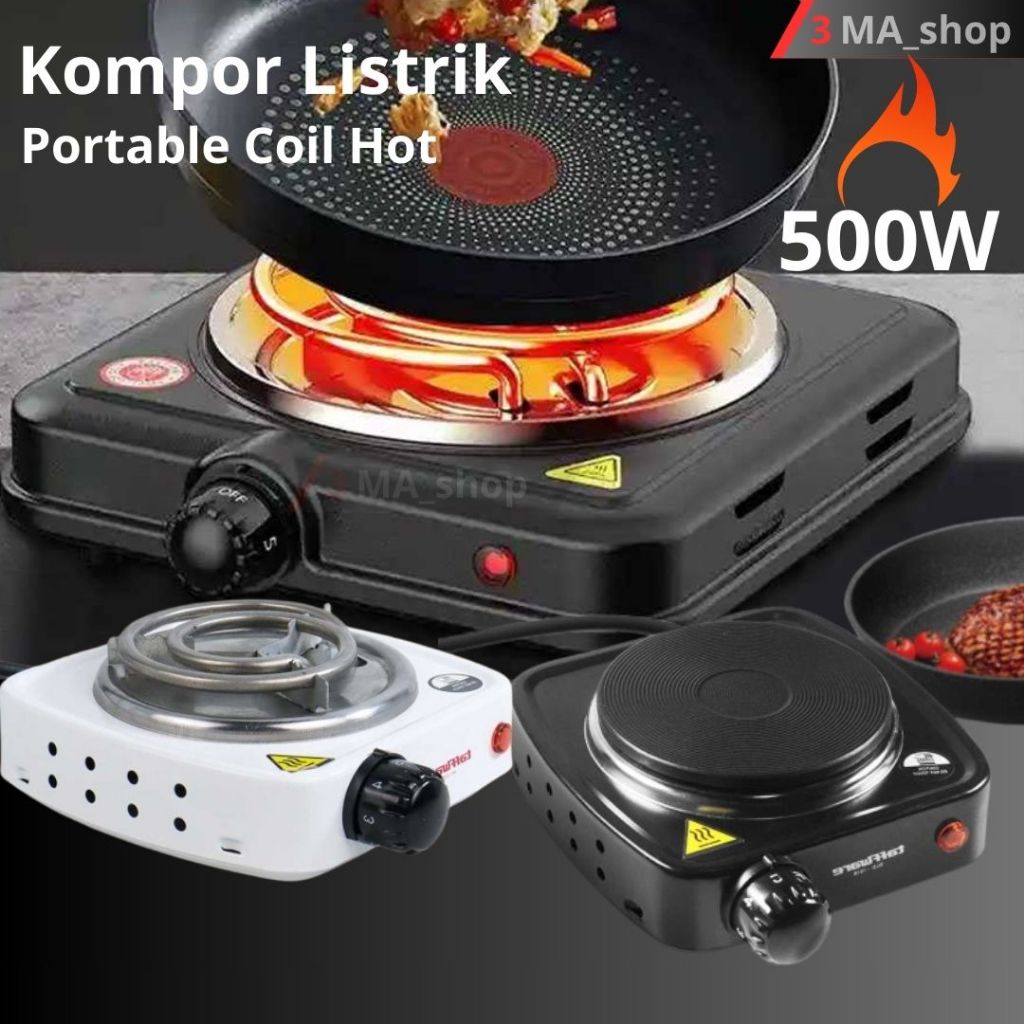 kompor listrik 1 tungku mini portable coil hot plate 1000w 500Watt