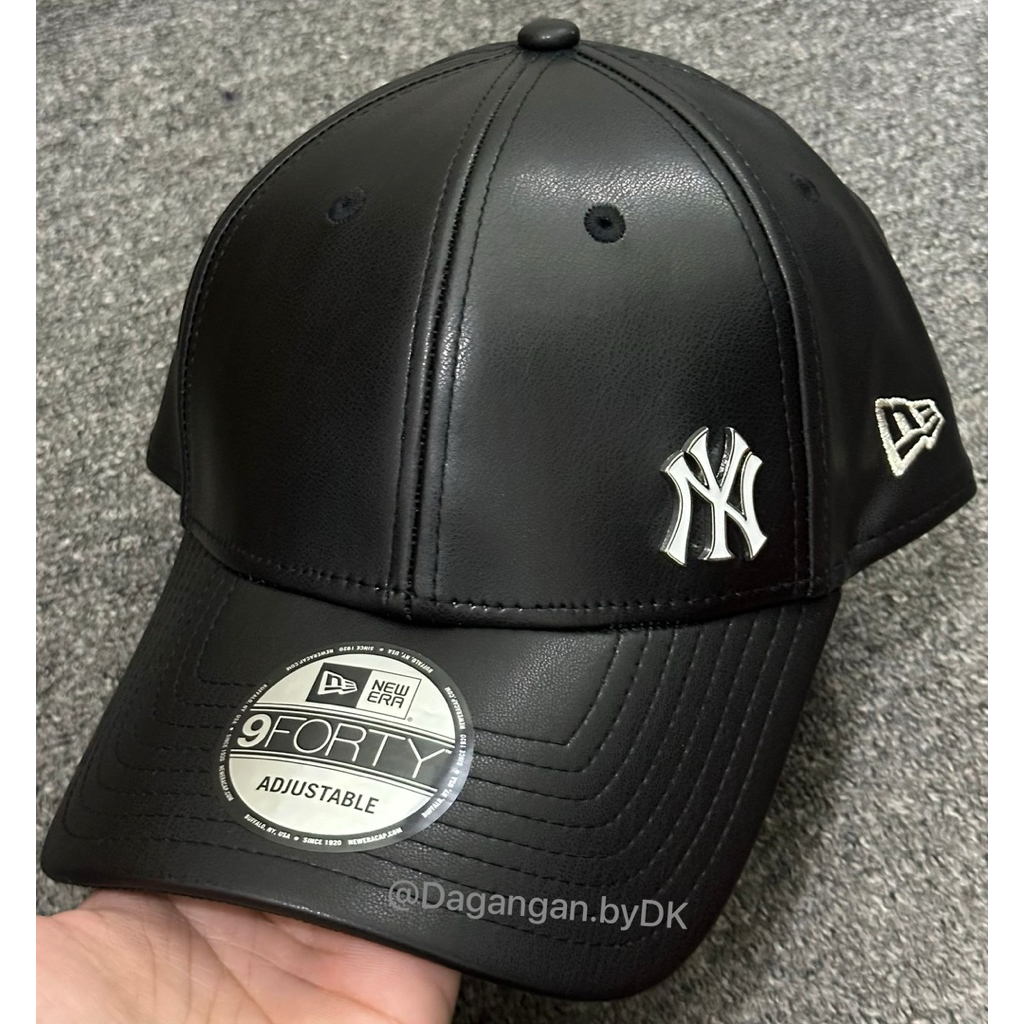 Topi New Era Leather Metal Logo Original 100% Full Black