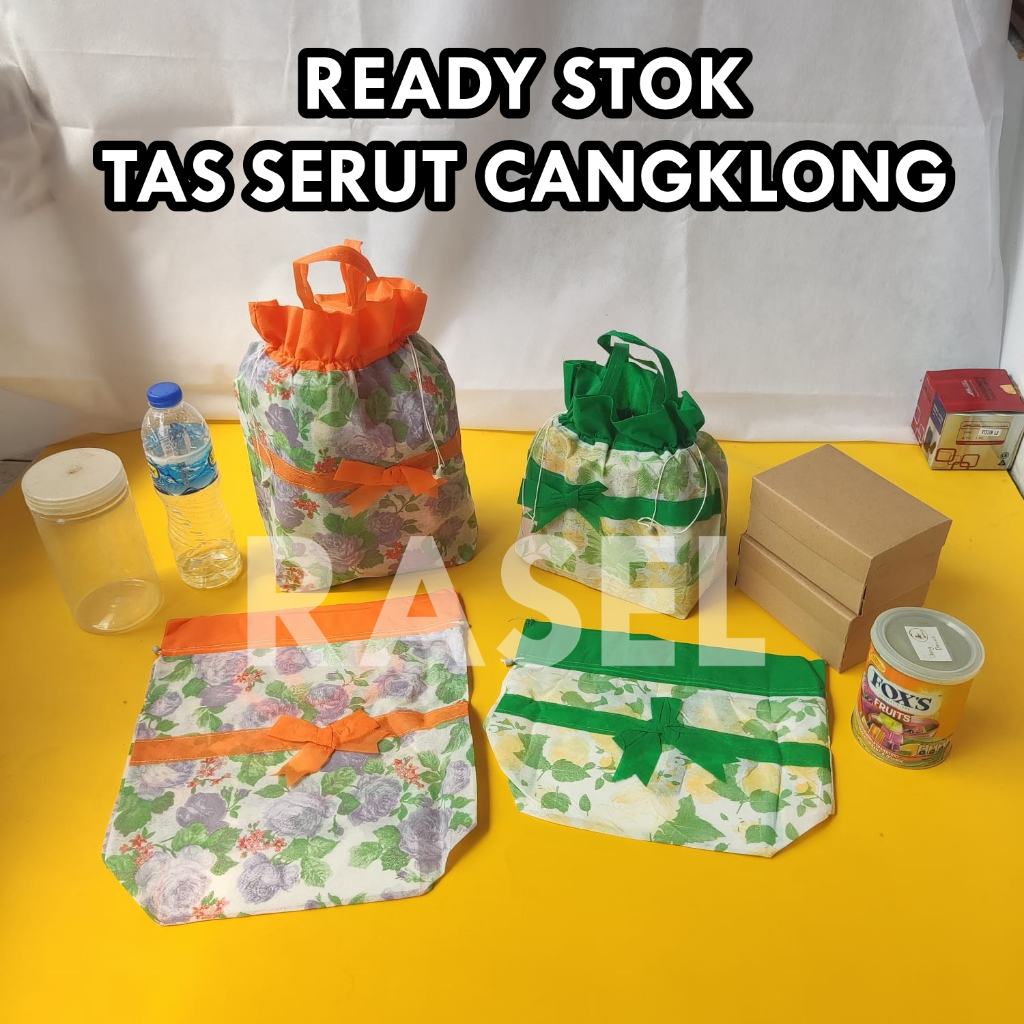 

Tas Cangklong besek mentahan Serut Tas kain Kantong Nasi Kotak Hajatan souvenir event murah