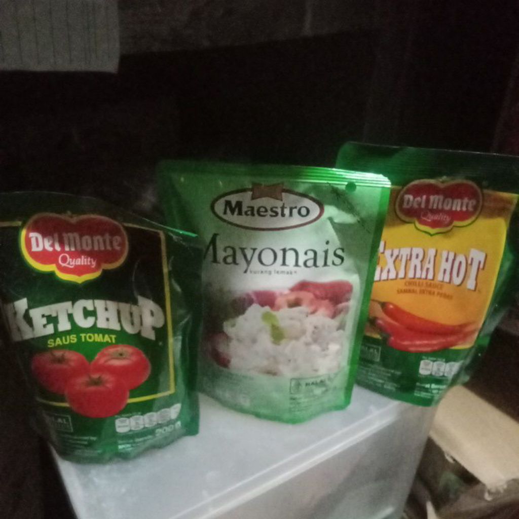 

saus delmonte maestro saus tomat, saus mayonais, saus extra hot