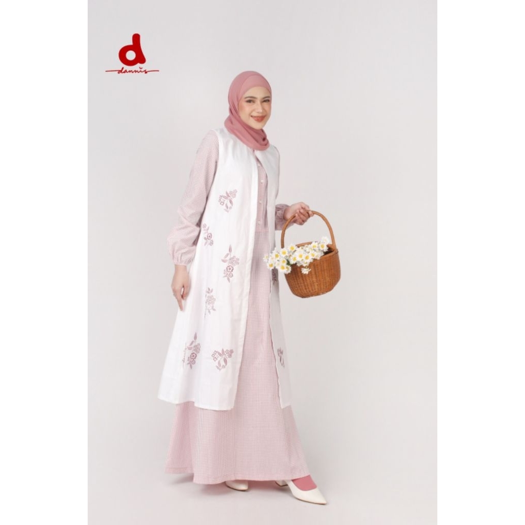 Abaya dannis terbaru 2025 motif kotak-kotak kode 241203