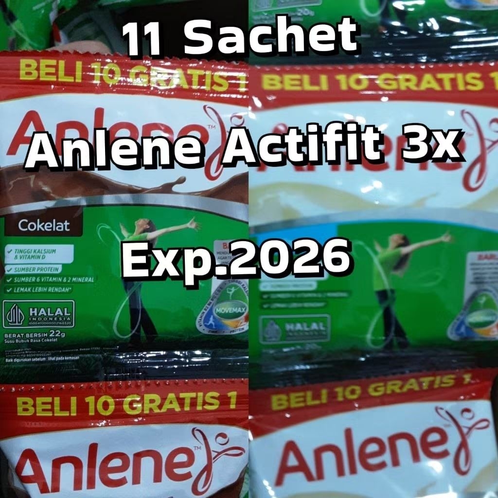 

ANLENE SACHET ACTIFIT 3X / isi 11 Sachet perRenceng /EXP.2026 - 2027