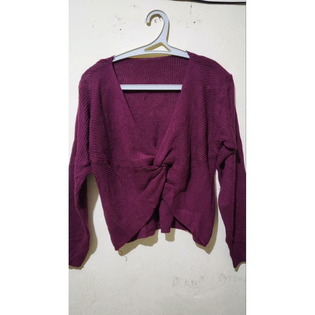 cardigan rajut / cardigan maroon