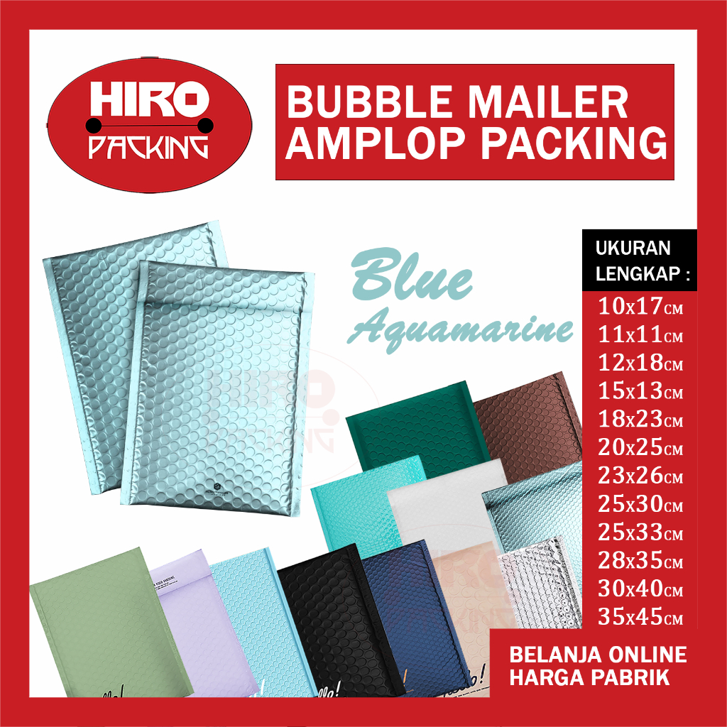 

Amplop Bubble Mailer Wrap Packing Biru Aquamarine Kantong Paket Pelindung Pengiriman Envelope Bag