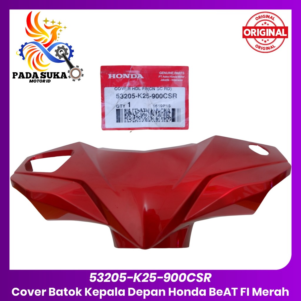 Cover Batok Kepala Depan Merah Honda BeAT FI & BeAT FI CBS Starter Kasar / 53205K25900CSR ORIGINAL 1