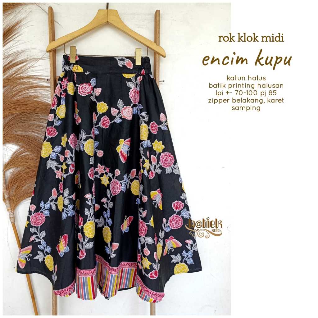 Rok Klok Batik Solo - Bawahan Midi Batik Encim Halus