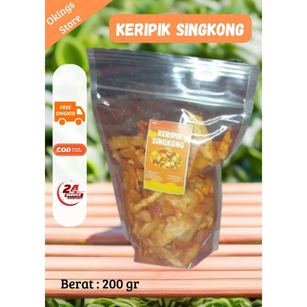 

Makanan Cemilan Promo Okings Keripik Singkong 200g Pedas nikmat