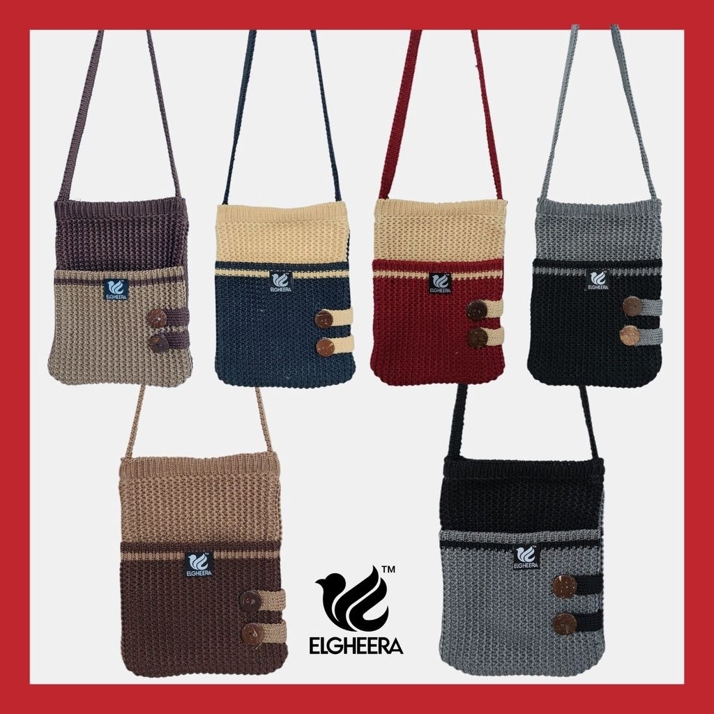 tas selempang mini tas rajut wanita dua ruang