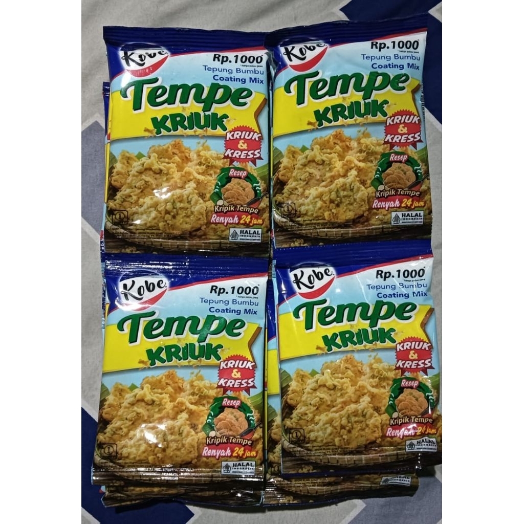 

Kobe tepung tempe kriukk 30G 5 renceng isi (50 pcs)