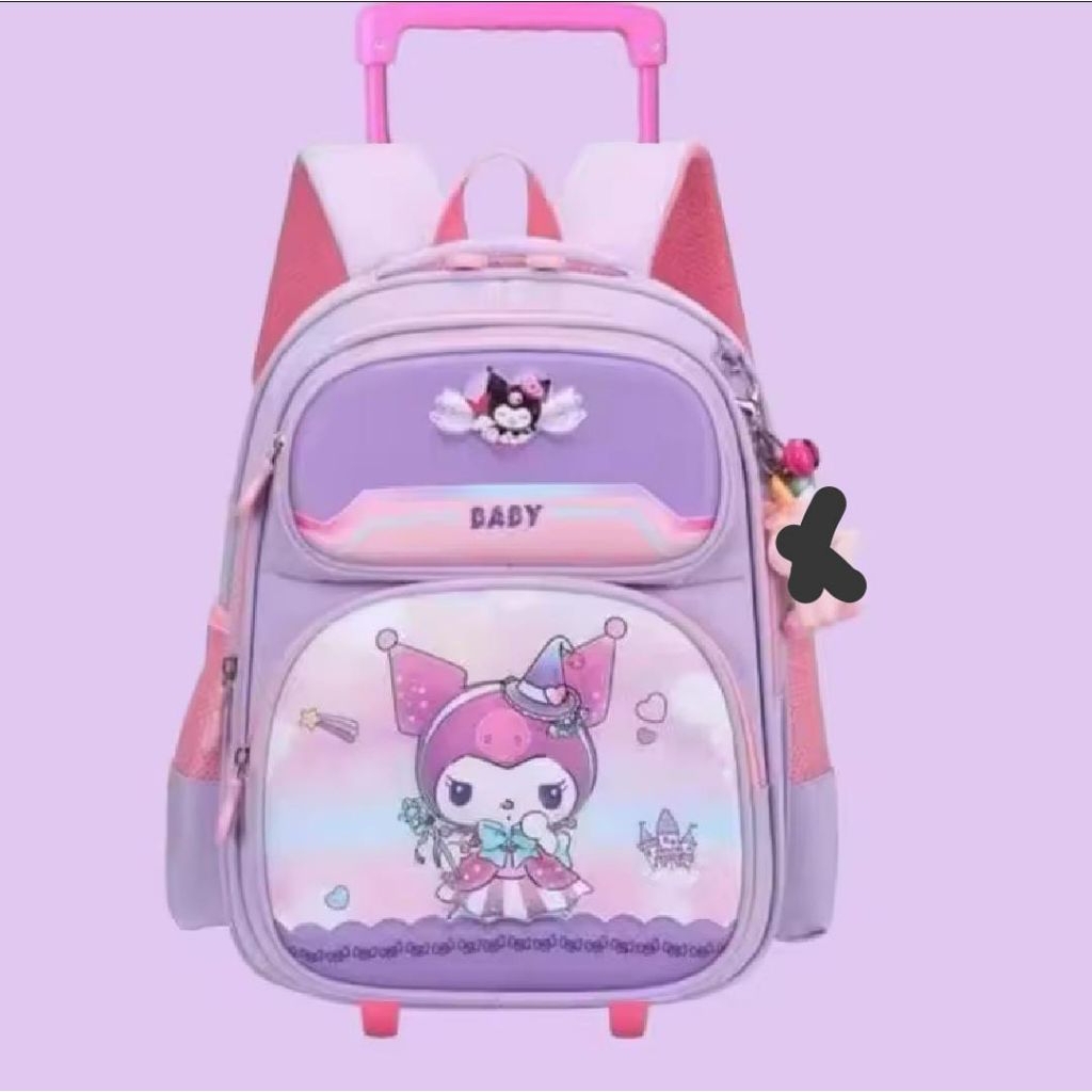 Tas ransel troli anak kuromi baby printing tas sekolah anak SD kapasitas besar tas troli tas anak
