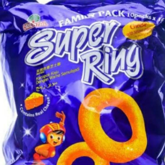 

Cemilian Oriental Super Ring isi 8 Pcs 8 Bungkus x 14 Gram Rasa Chesee Keju Jajan Enak Super RIng