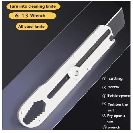 

Pisau cutter Penggaris 9in1 cutter multifungsi cutter penggaris cutter wrench pembuka baut / Cutter Stainless Steel Dengan Pengukur Anti Karat / Pisau Cutter Stainless Besar 9IN1 - MARIKEMALL