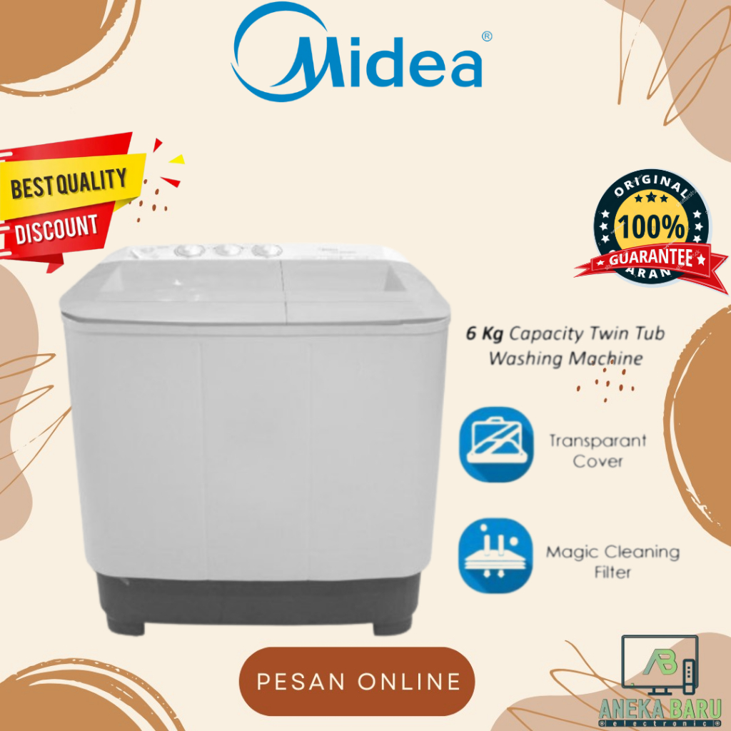 [READY STOCK] Midea Mesin Cuci 2 Tabung Twin Tub MTD79NTG / 79NTG / MTD 79 NTG (6 Kg)