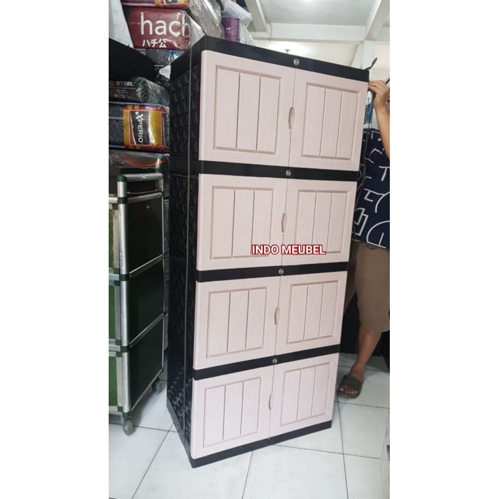 Lemari plastik pakaian 4 susun Twinpan full kunci