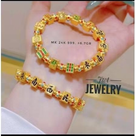 GELANG EMAS 24K KARAT HK 999 MAHJONG KEREN BARU STYLISH MURNI