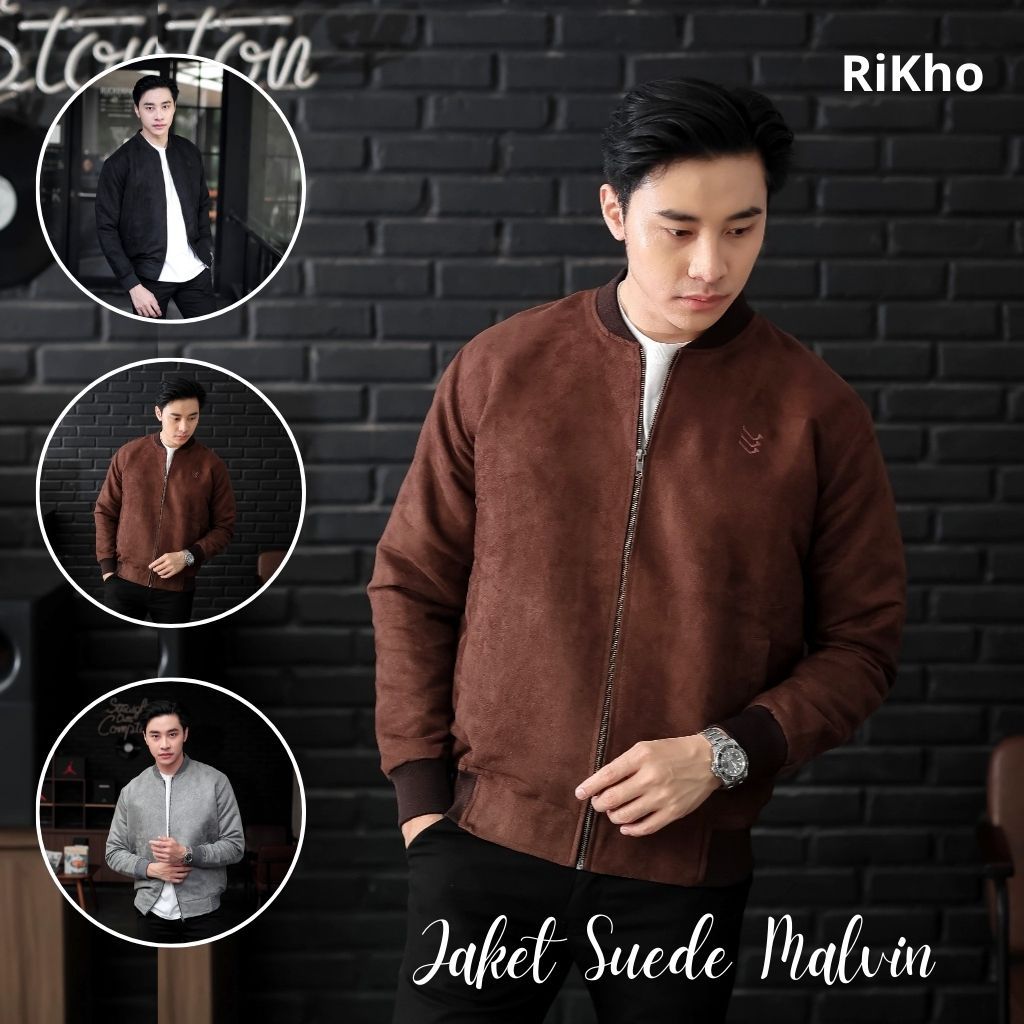 DELIBRA Bomber Jaket Suede Malvin Pria Original Vintage Keren Jacket Tebal Original Terbaru Premium