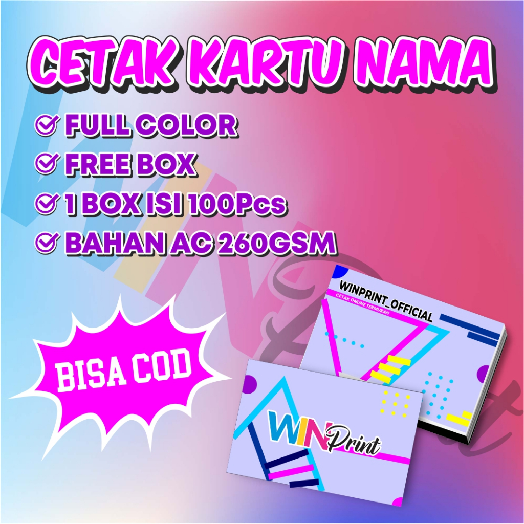 

Cetak Kartu Nama Art Carton 260 {Free Box} | ISI 100Pcs
