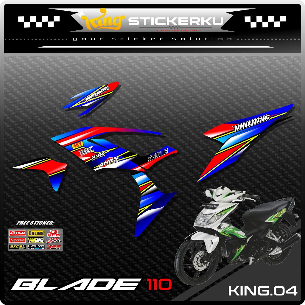 Stiker Striping Variasi Blade 110 - Sticker Striping Motor Variasi Blade 110 Desain Racing. KS.04