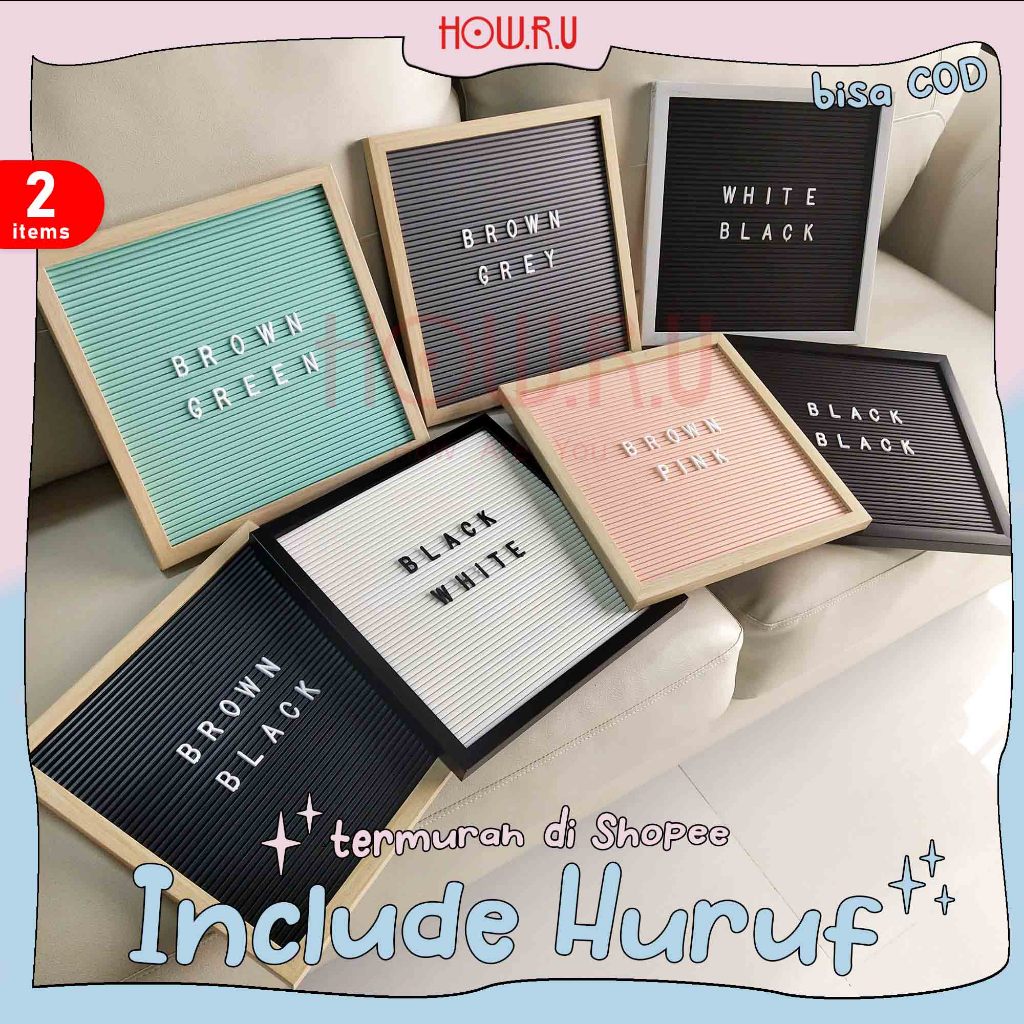 

HOW.R.U | 30x30 cm Letter Board Persegi Sudah Include Huruf / Papan Nama Bayi / Papan Menu / Dekorasi Rumah Viral 30x30 cm