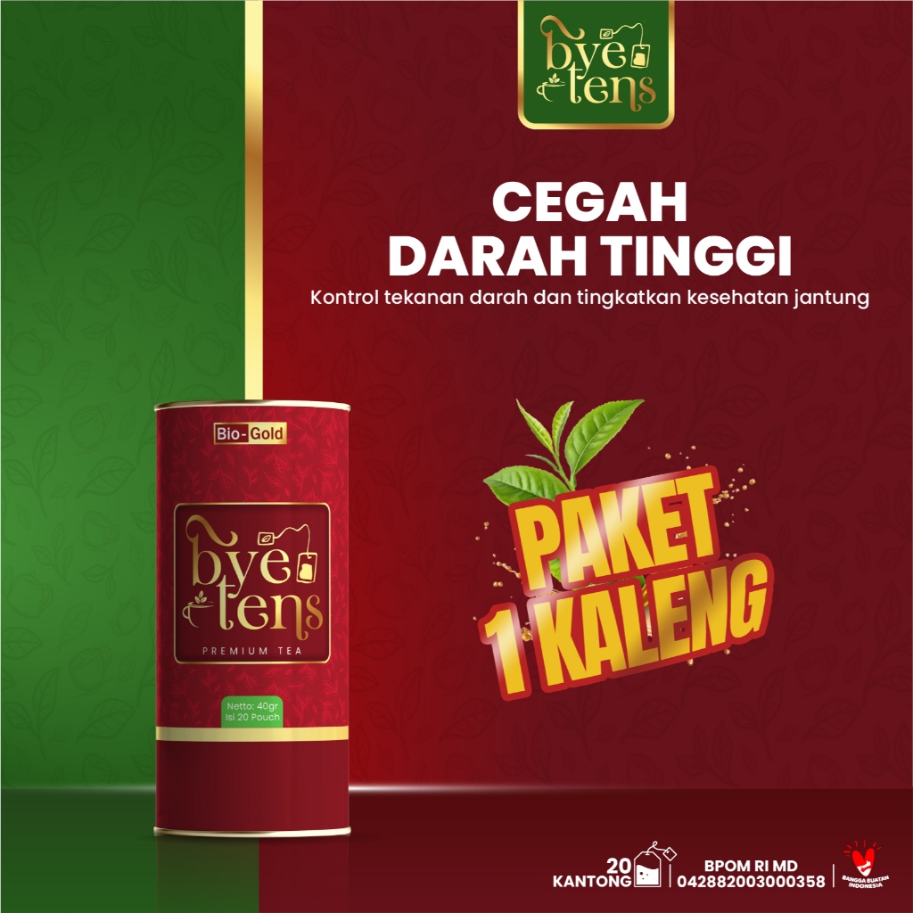 

Bye Tens Bio Gold Teh Hijau Seledri Mengkudu Premium Herbal Tea Untuk Hipertensi dan Mencegah Stroke