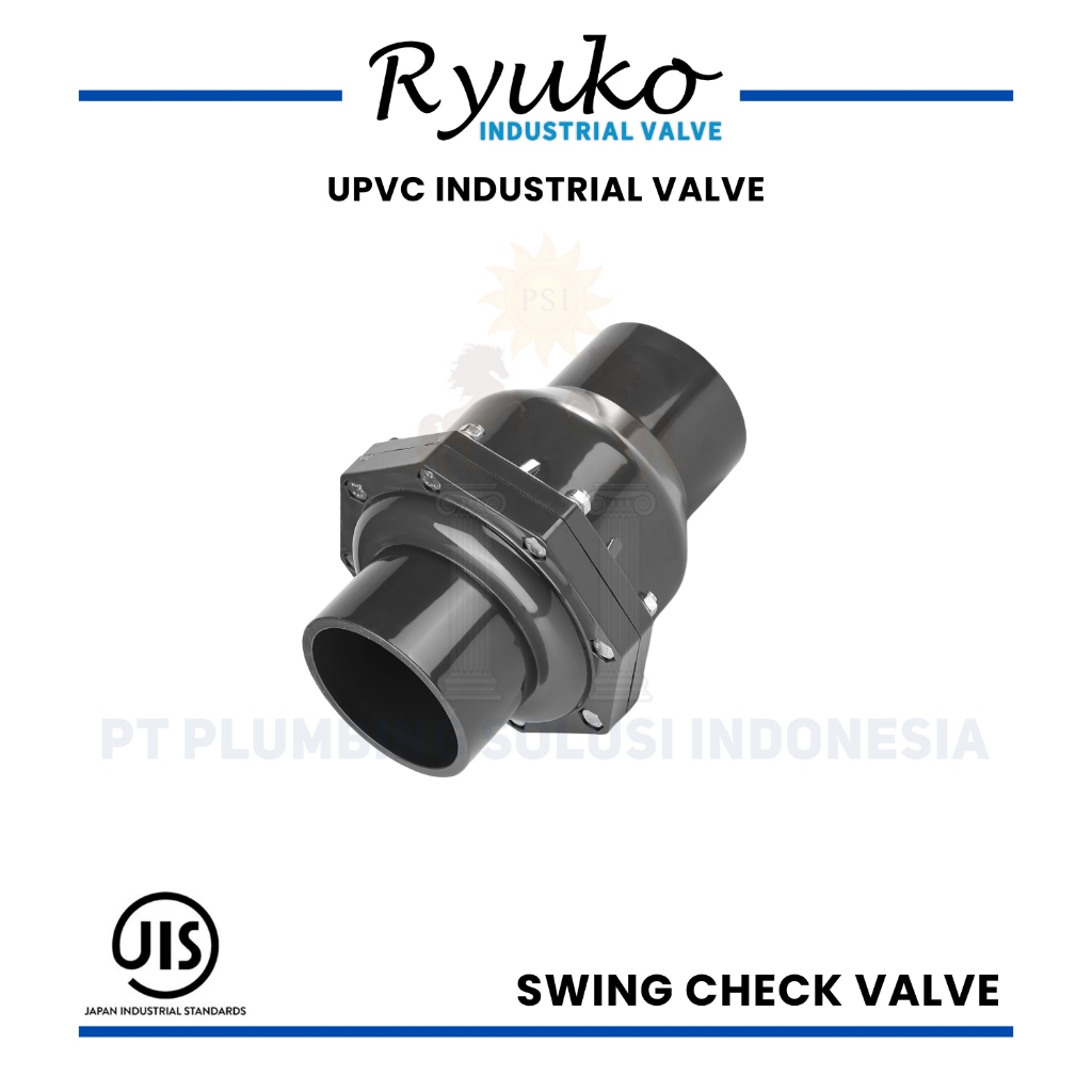 Ryuko Swing Check Valve (Tusen Klep) PVC 8 Inch / 200 mm JIS Industrial Valve
