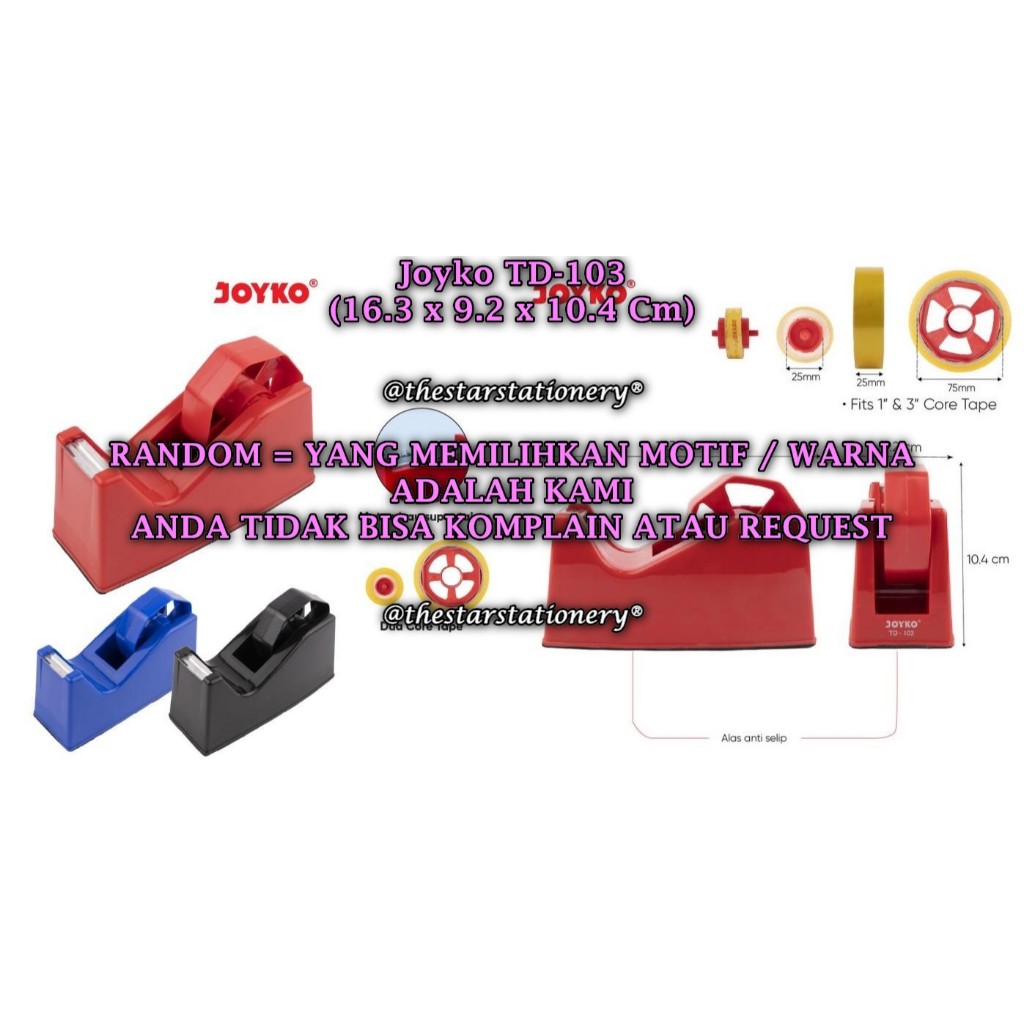 

(1 Biji) GROSIR Tape Dispenser JOYKO TD-103 Tape Cutter Pemotong Pita Perekat Joyko TD-103 (1 Biji)
