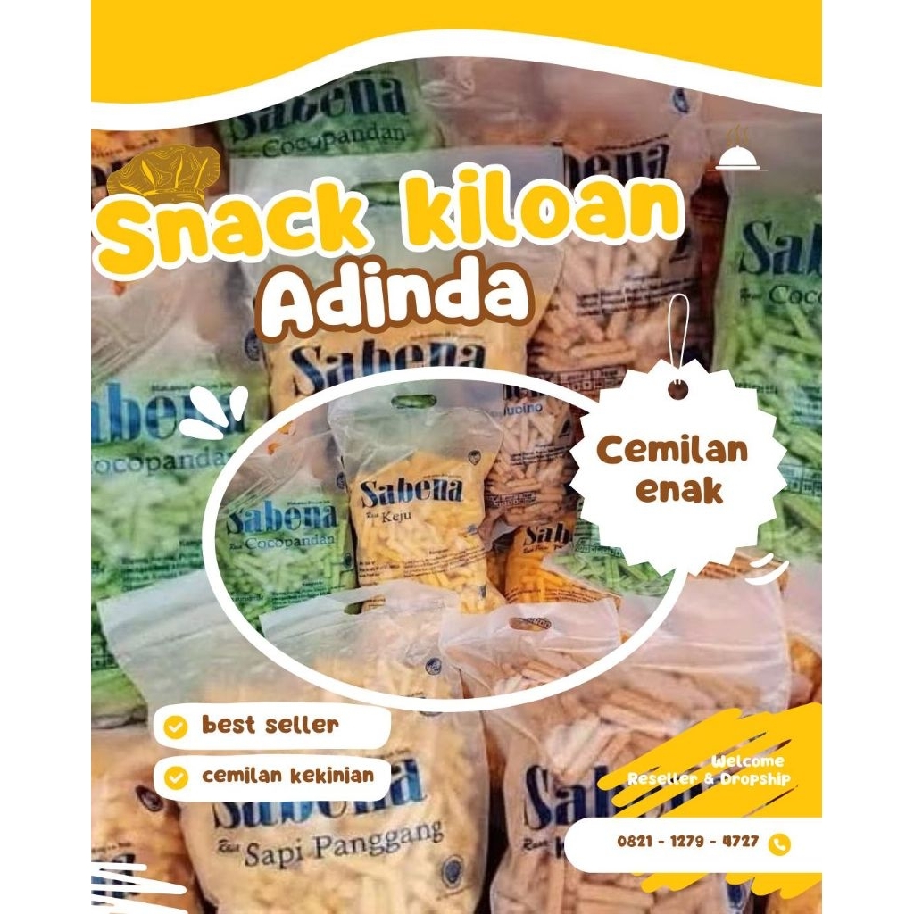 

TERMURAH BEST SELLER SNACK CEMILAN PROMO DISKON ENAK KILOAN Sabena cemilan murah rasa keju /cocopandan / balado