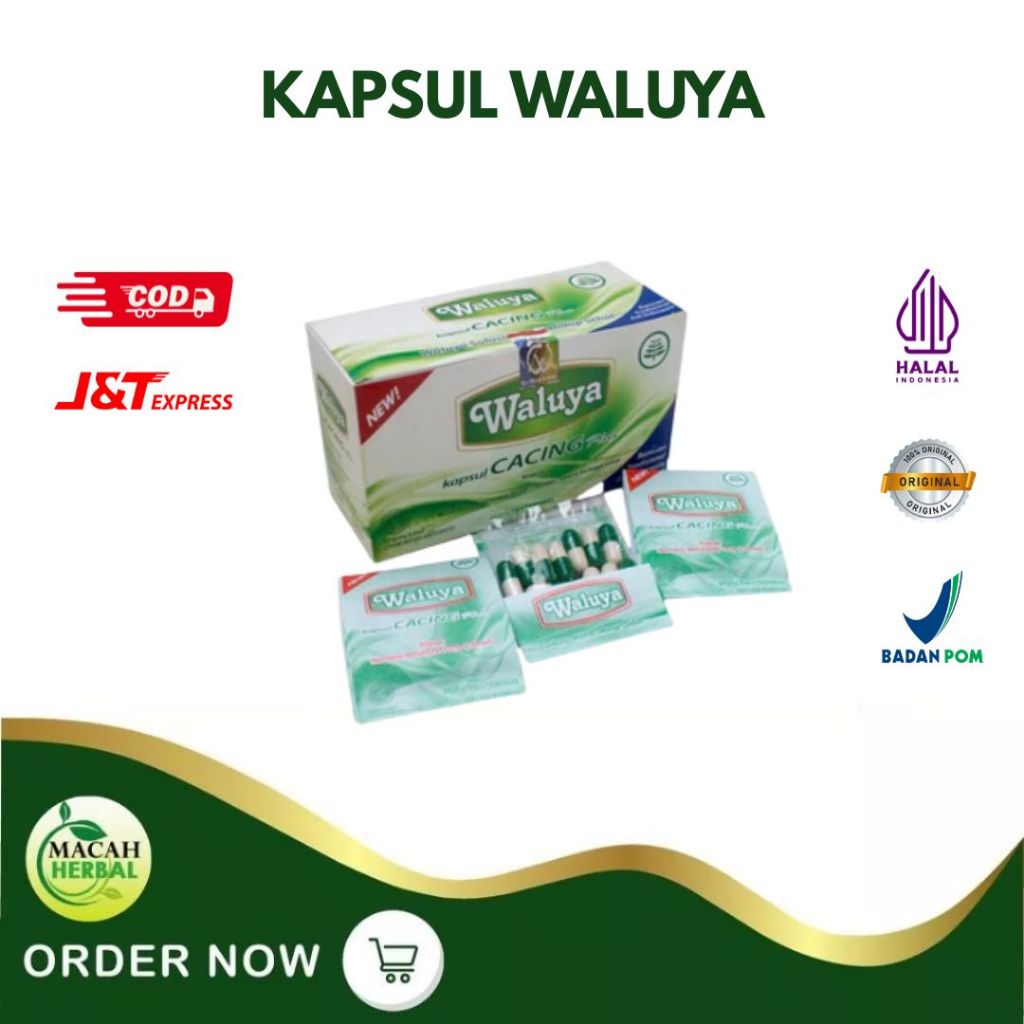 Kapsul Cacing Waluya 60kpsl/obat untuk Tipes Demam/Kapsul Cacing