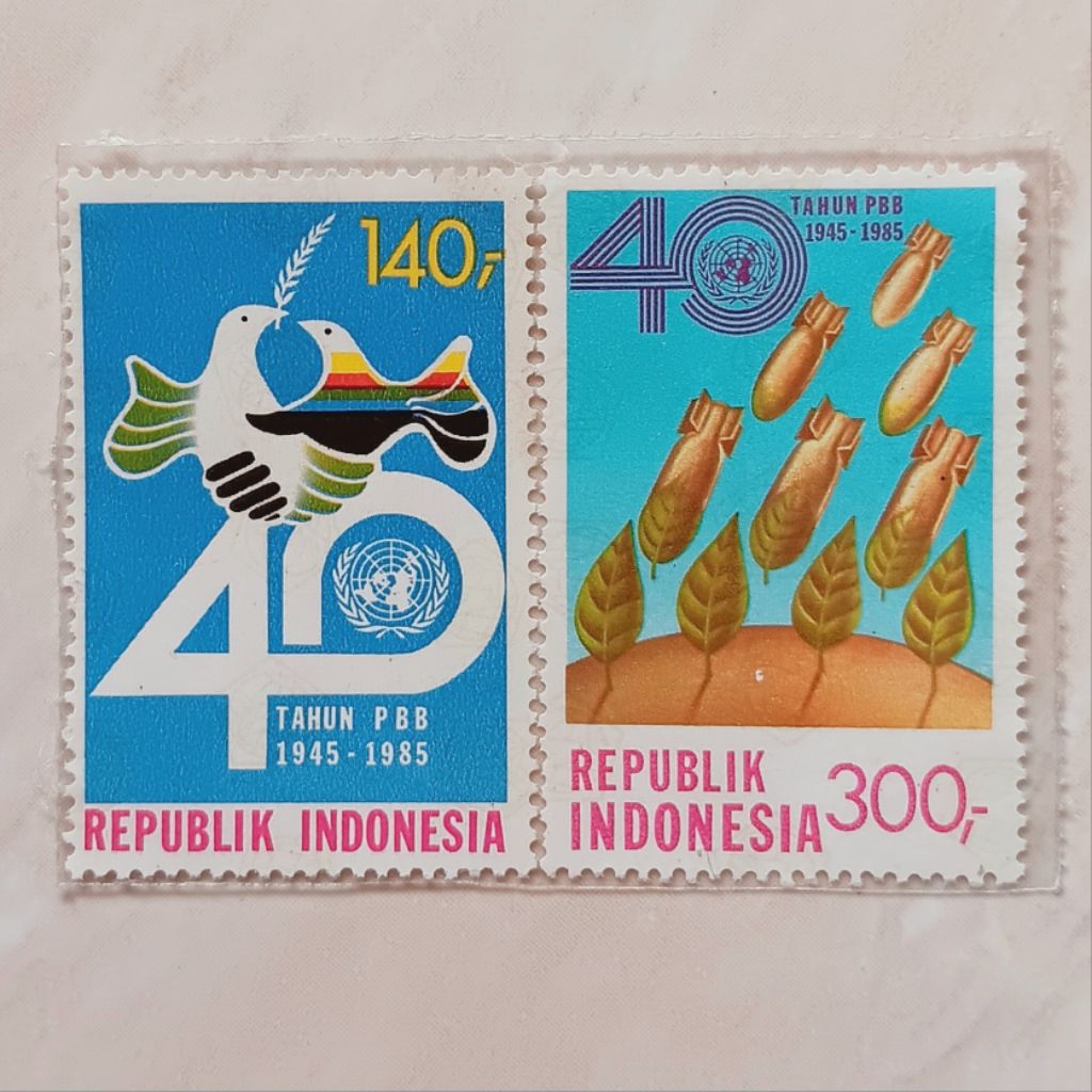 

(OG) Perangko Indonesia 1985 40 Tahun PBB Set Lengkap 2 pcs Mint