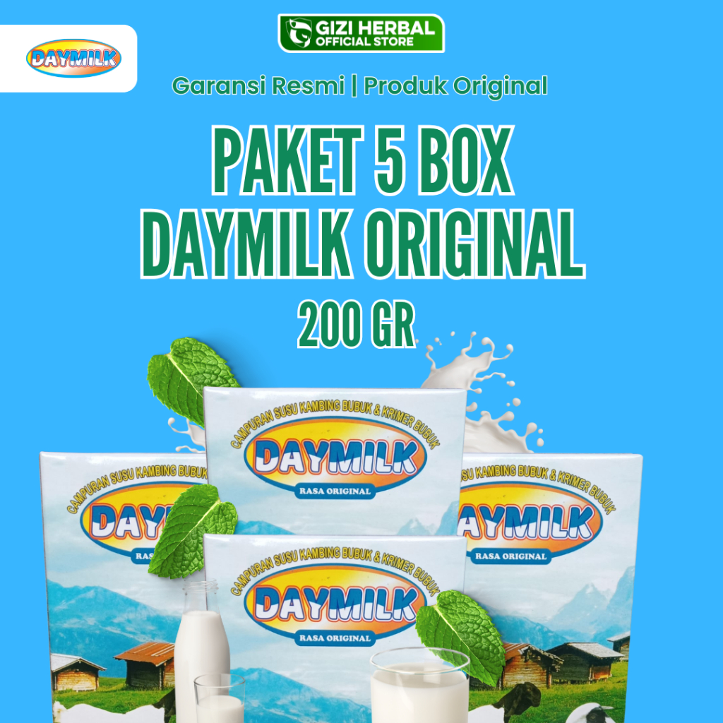 

DAY MILK Susu 5 Box Rasa Original - Susu kambing Etawa bubuk 200gr - Bantu Perkuat Tulang & Sendi