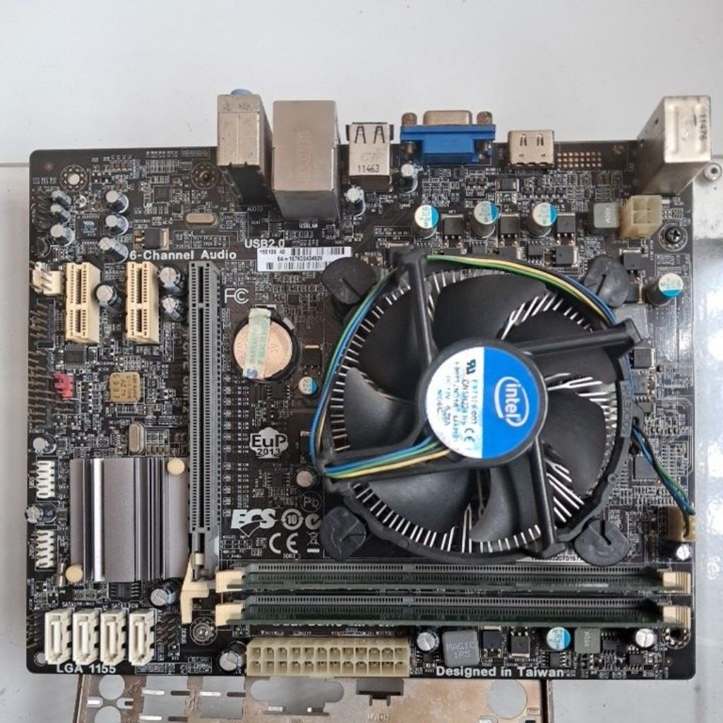 Motherboard ECS H61H2-M2+prosesor core i3-2120+ram 4gb