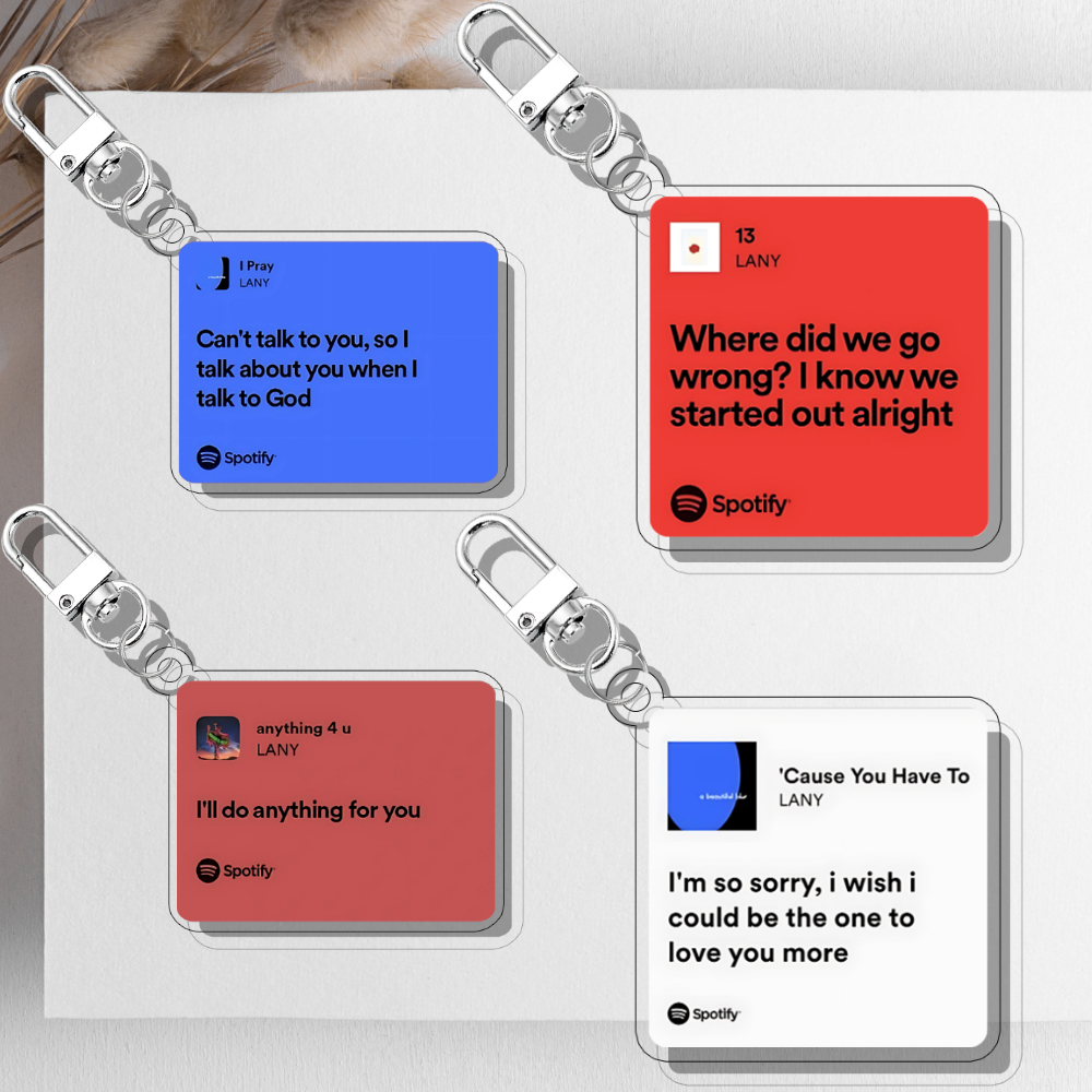 Gantungan Kunci Akrilik Lirik Lagu Spotify Lany Keychain Acrylic Print UV 2 Sisi