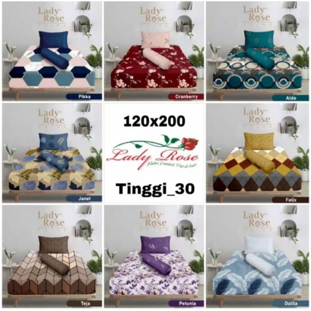 Sprei Lady Rose Prime Single 120x200 T30cm Set Sarung Bantal Guling