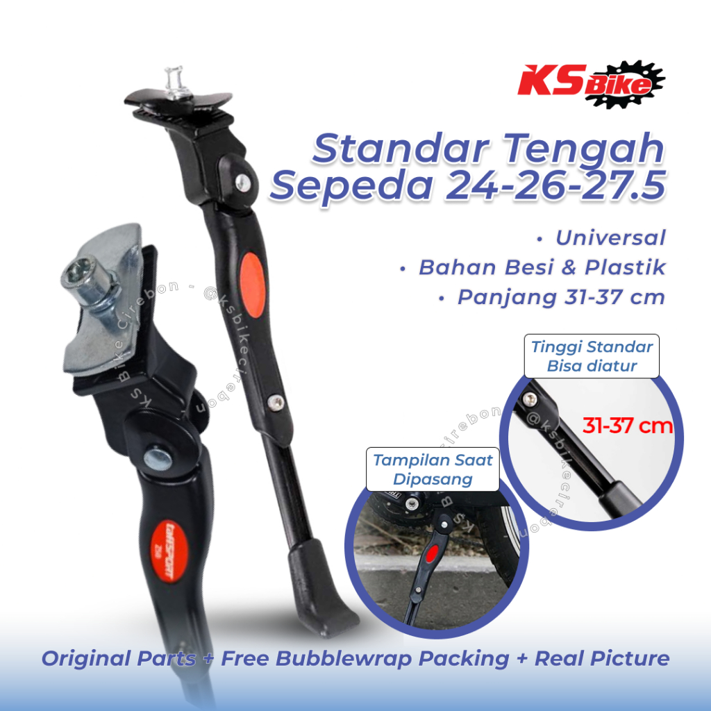 Standar Tengah Sepeda 24 26 27.5 Inch Jengki Adjustable Bisa Diatur Besi Kickstand Sepeda Gunung - J