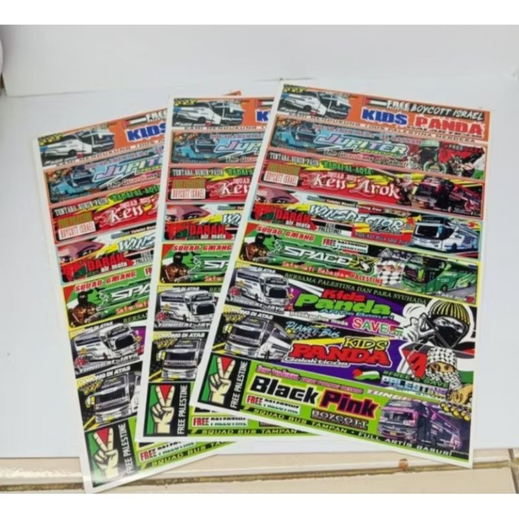 

1 Lembar Stiker Bus Palestina / Logo Stiker Terbaru UK 27x17Cm