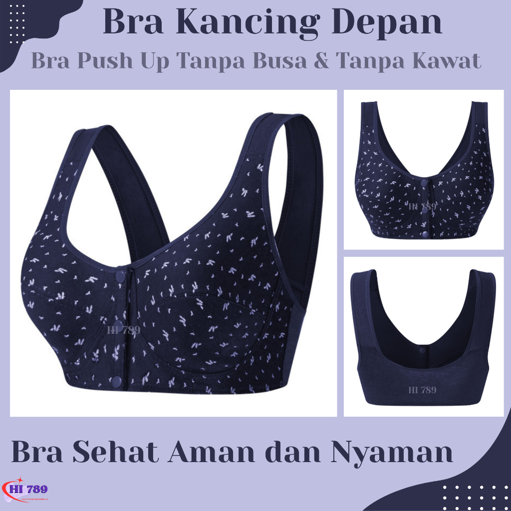 Bra BH Wanita Push Up Gesper Depan Tanpa Busa & Tanpa Kawat Bra Sehat 2074