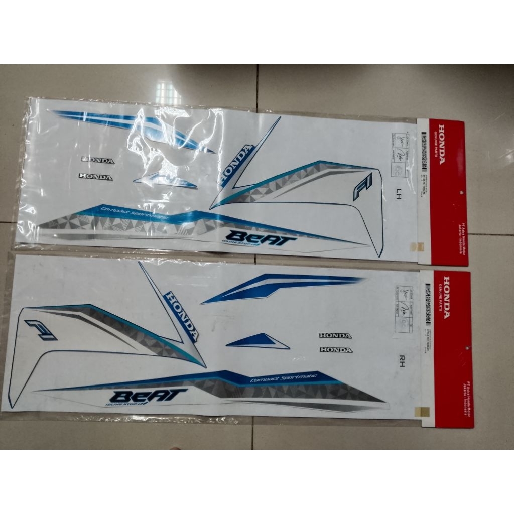 Lis Full Body Kanan kiri Biru putih Sticker Body Full Honda original Beat Fi 871X0K81N00ZAR - 871X0K