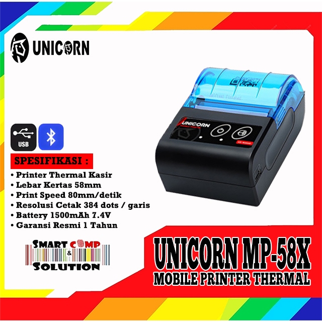 Printer Thermal Bluetooth Mobile UNICORN MP-58X / MP58X Support MOKA