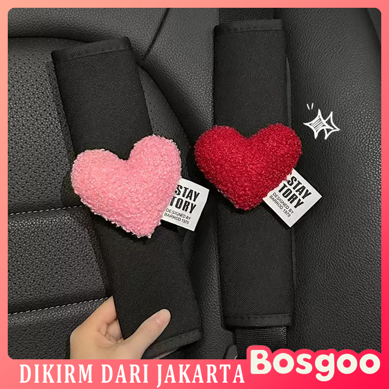 Bantalan bahu sabuk pengaman mobil lucu Bentuk hati kartun lucu bantalan bahu bantal mobil