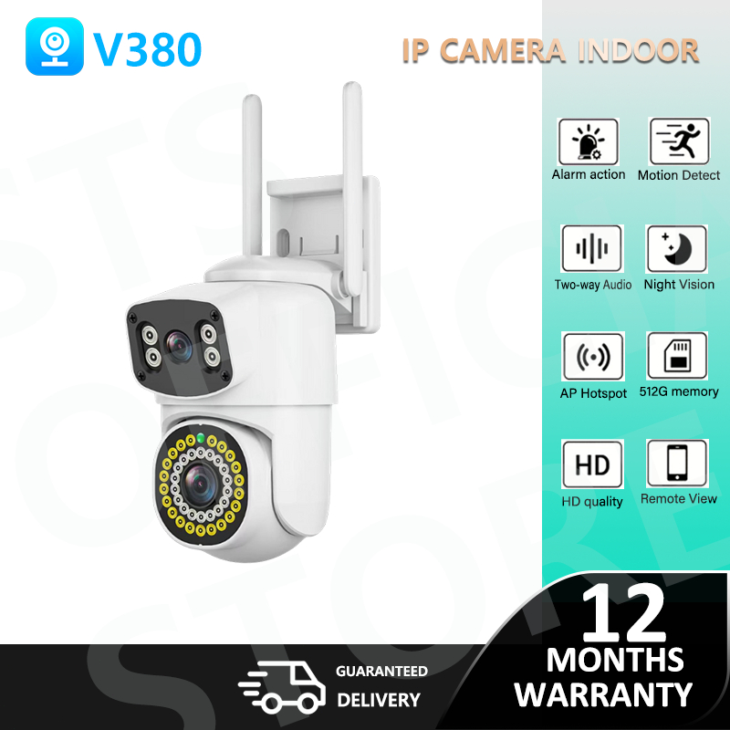 CCTV V380 pro Dual Screen Outdoor Wireless WIFI cctv Mobile Remote Two-Way Voice Auto Tracking