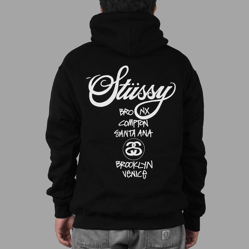 Stussy World Tour Black Zipper Hoodie