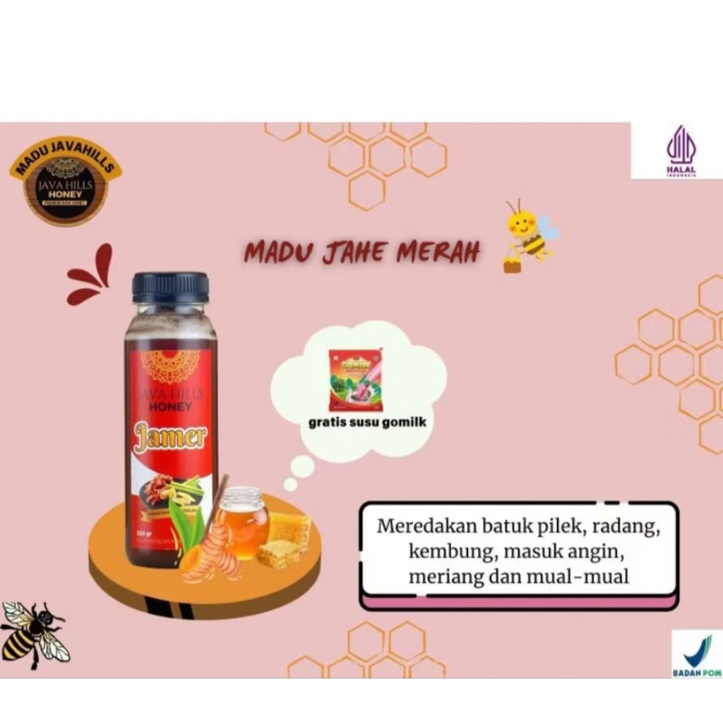 

MADU JAHE MERAH(JAMER) JAVA HILLS HONEY/Madu Herbal 320 gram 100% Asli