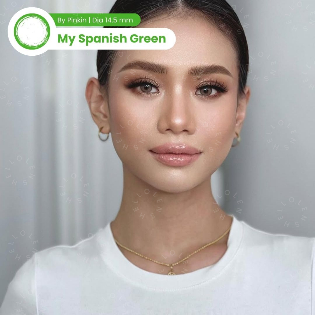 HELLOLENS My Spanish Circle Green Hijau By PinkinPlus Softlens Normal -0.00 1 Pasang Lensa Kontak Wa