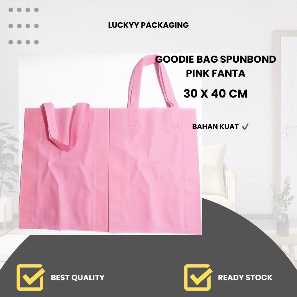

Spunbond Goodie Bag 30x40, tas belanja, kantong belanja, goodie bag, souvenir packaging