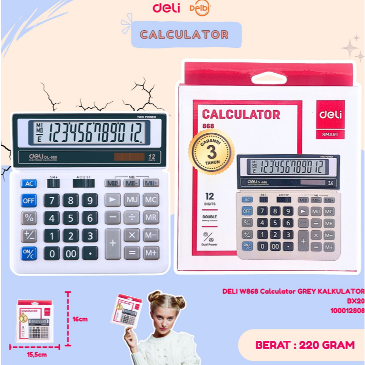 

DELI W868 Calculator GREY KALKULATOR alculator GREY KALKULATOR