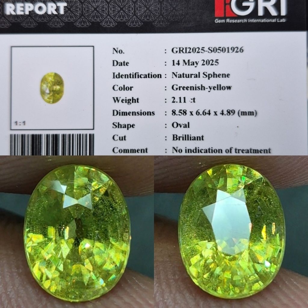 Natural Sphene Multicolor Stone Rare item NTE NH HQ Memo GRI